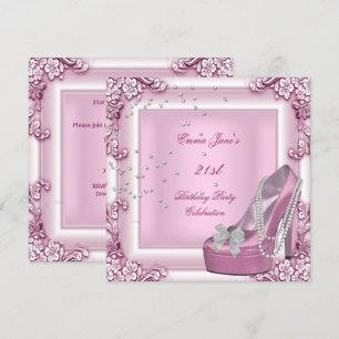 Invitation Chaussures à talons hauts roses pour fête d'annive