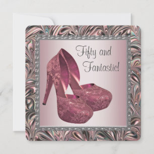 Invitation Chaussures à talons hauts roses pour fête d'annive
