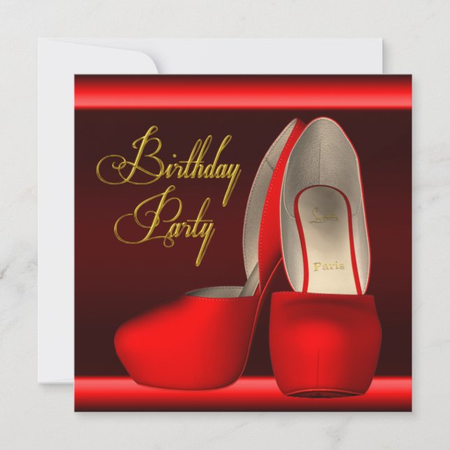 Invitation Chaussures à talons hauts rouge or noir pour fête  (Devant)
