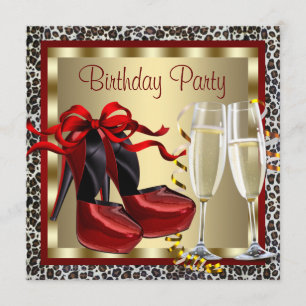 Invitation Chaussures à talons hauts rouges Anniversaire Léop