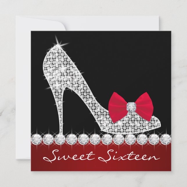 Invitation Chaussures à Talons Hauts Rouges et Noires Fête d' (Devant)