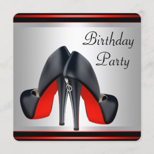 Invitation Chaussures à talons hauts rouges Fête d'anniversai
