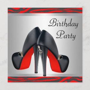 Invitation Chaussures à talons hauts rouges Fête d'anniversai