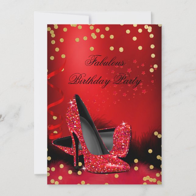 Invitation Chaussures à talons hauts rouges pailletées pour f (Devant)