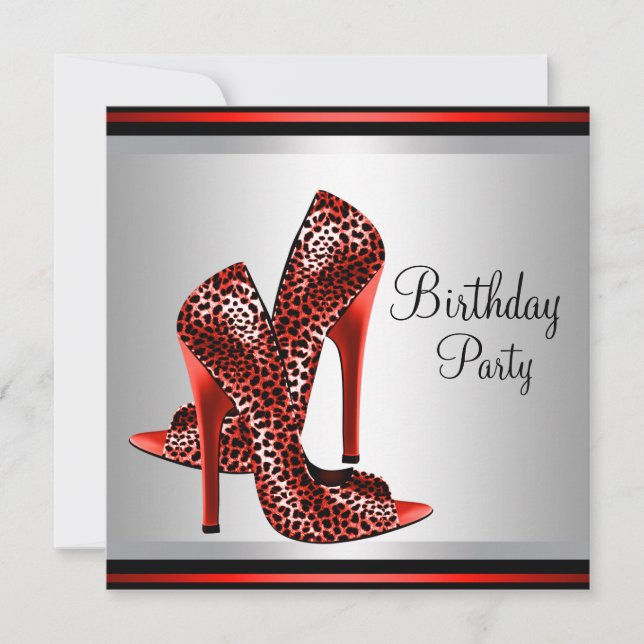 Invitation Chaussures à talons hauts rouges pour anniversaire (Devant)