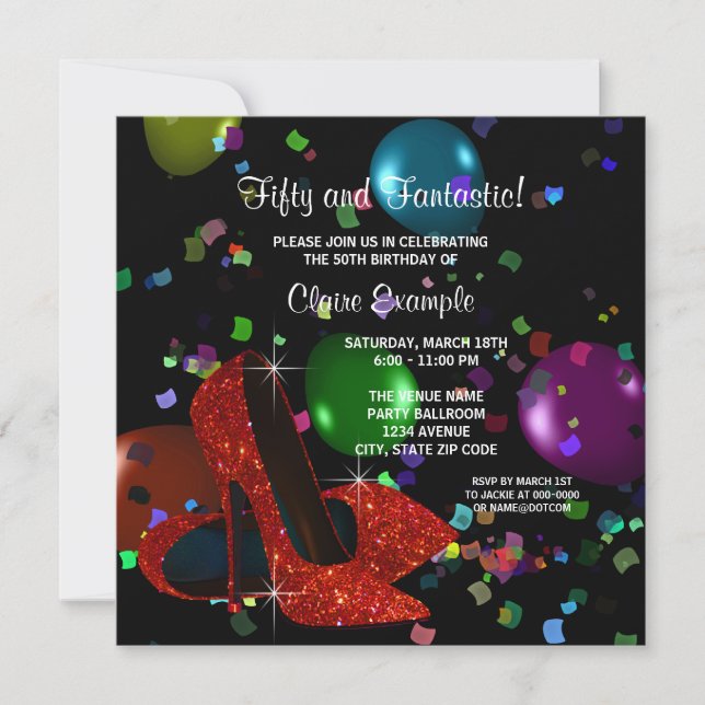 Invitation Chaussures à talons hauts rouges pour la fête d'an (Devant)