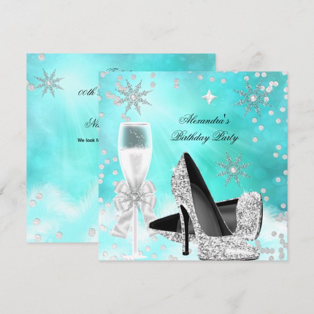 Invitation Chaussures à talons hauts sarcelle argent champagn (Devant / Derrière)