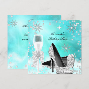 Invitation Chaussures à talons hauts sarcelle argent champagn