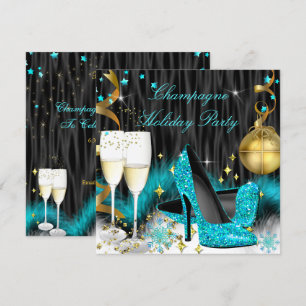 Invitation Chaussures à talons hauts sarcelle bleue pour soir