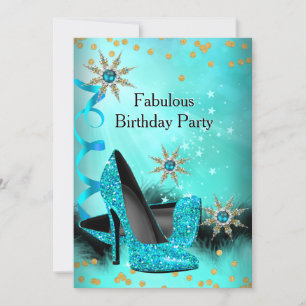 Invitation Chaussures à talons hauts sarcelle pailletées bleu