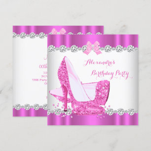 Invitation Chaussures à talons hauts scintillantes rose glamo