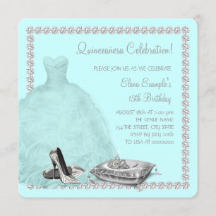 Invitation Chaussures à talons hauts Tiara sarcelle Quinceane