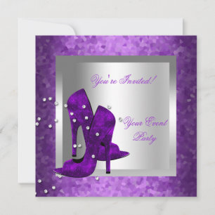Invitation Chaussures à talons hauts violettes Argent Soirée