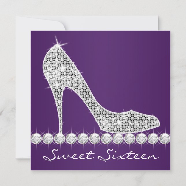 Invitation Chaussures à Talons Hauts Violettes Fête d'Anniver (Devant)