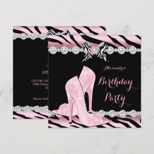 Invitation Chaussures à talons hauts Zebra Pink Glamour Fête 
