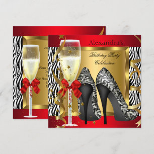 Invitation Chaussures à talons hauts Zèbre Champagne Annivers