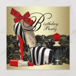 Invitation Chaussures à talons hauts Zèbre Rouge Fête Zèbre R