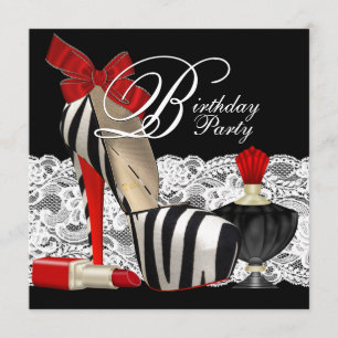 Invitation Chaussures à talons hauts Zèbre Rouge Fête Zèbre R