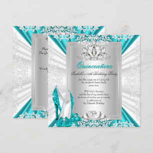 Invitation Chaussures à talons pailletées bleues pour fête de