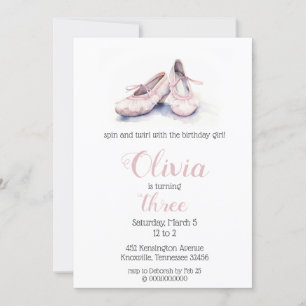 Invitation Chaussures Ballerina Anniversaire élégante en Ball