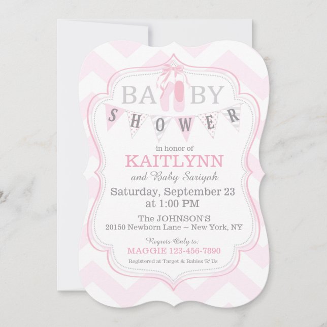 Invitation Chaussures Ballerina et Baby shower d'impression C (Devant)