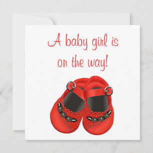 Invitation Chaussures bébé à rosettes rouges Fête bébé fille