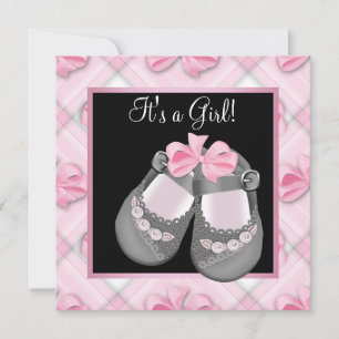 Invitation Chaussures bébé rose Chaussures bébé fille rose et