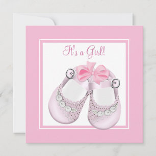 Invitation Chaussures Bébé Rose Fille Baby Shower Rose