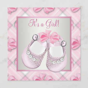 Invitation Chaussures Bébé Rose Fille Baby Shower Rose