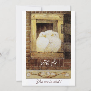 Invitation CHAUSSURES BLANCHES À LA FENÊTRE monogramme, jaune