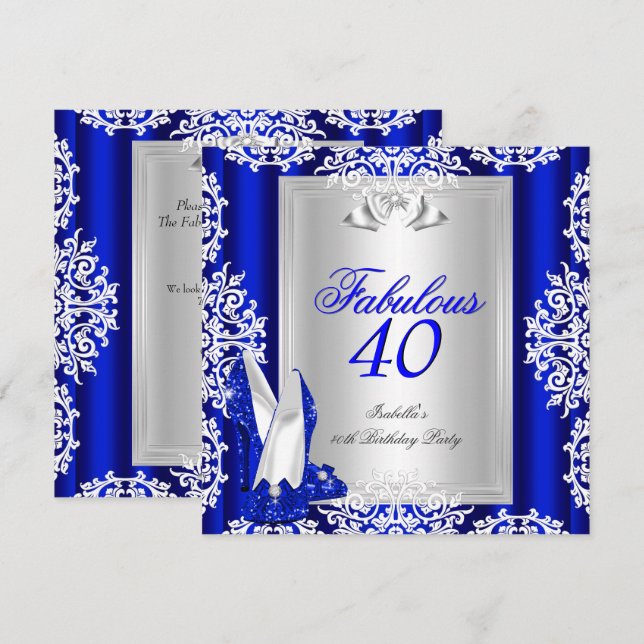 Invitation Chaussures Bleu Royal Fête d'Anniversaire Incroyab (Devant / Derrière)