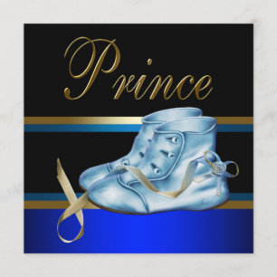 Invitation Chaussures bleues Couronne d'or noir Prince Baby S