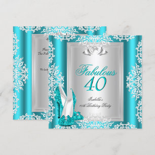 Invitation Chaussures Bleues Turquoise Fête d'Anniversaire Fa