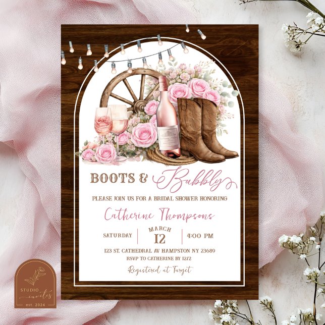 Invitation Chaussures Bois Rustique et Mariage Bubbly (Créateur téléchargé)