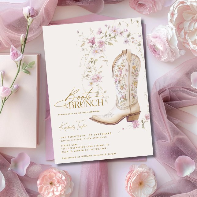 Invitation Chaussures & Brunch Fleurs Florales Roses Enterrem (Créateur téléchargé)