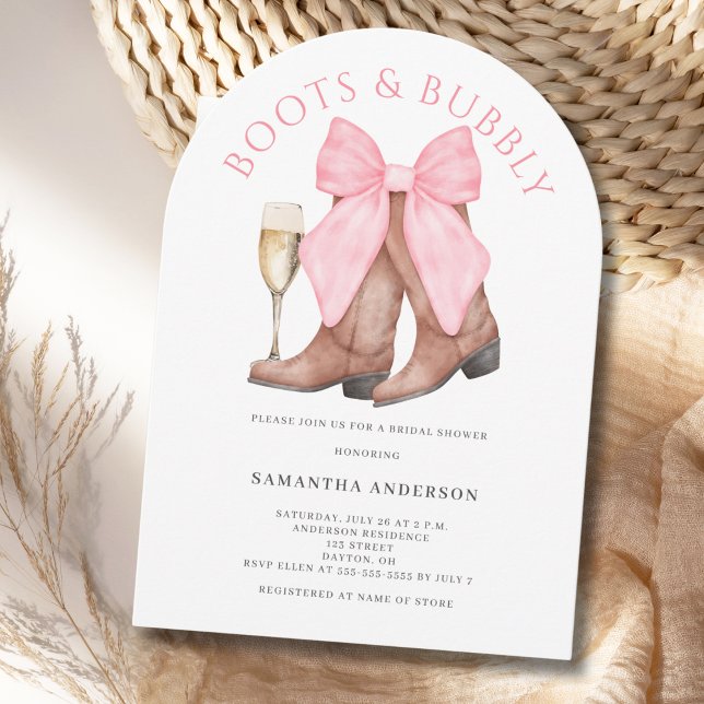 Invitation Chaussures Bubbly Western Aquarelle Enterrement de (Créateur téléchargé)