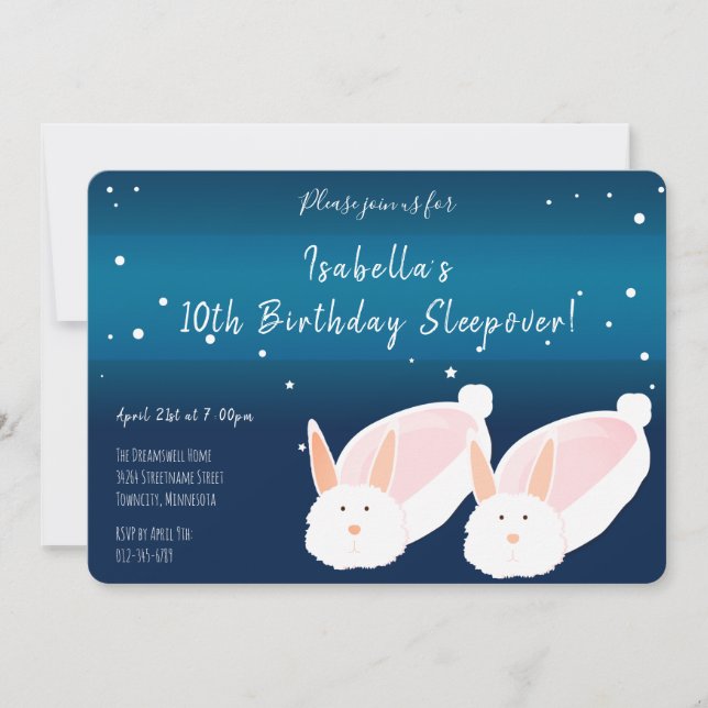Invitation Chaussures Bunny Arrière - plan bleu Dîner d'anniv (Devant)
