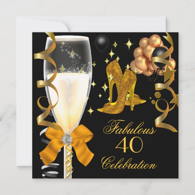 Invitation Chaussures de 40 ans et fabuleuses en or noir pour (Devant)