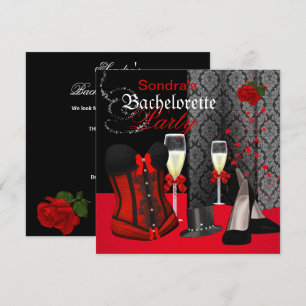 Invitation Chaussures de Bachelorette Red Black Corset