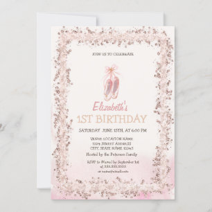 Invitation Chaussures de ballet à paillettes cadre anniversai