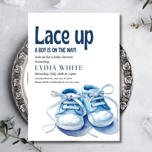 Invitation Chaussures de bébé garçon Shower, Baby Shower à la (Créateur téléchargé)