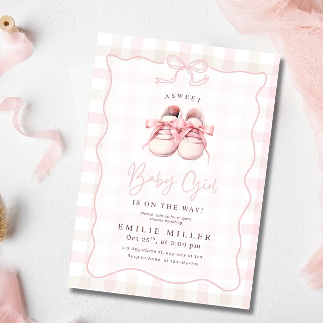 Invitation Chaussures de bébé pour Baby Shower Fille avec Rub (Créateur téléchargé)
