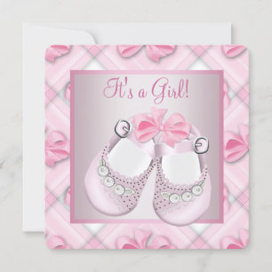Invitation Chaussures de bébé roses Baby Shower Fille Rose