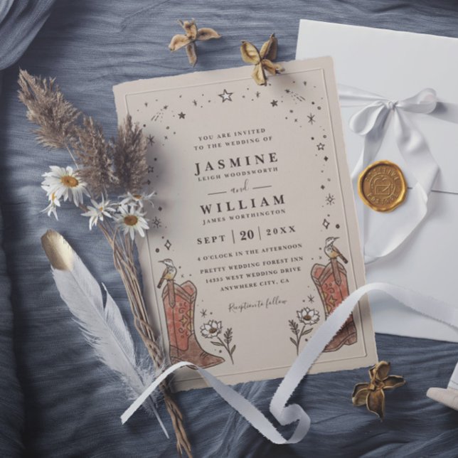 Invitation Chaussures de campagne boho sud-ouest chic mariage (Créateur téléchargé)