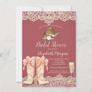 Invitation Chaussures de chapeau de cowgirl Baptême de mariag