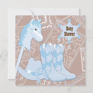 Invitation Chaussures de cow-boy marron bleues Baby Shower Co