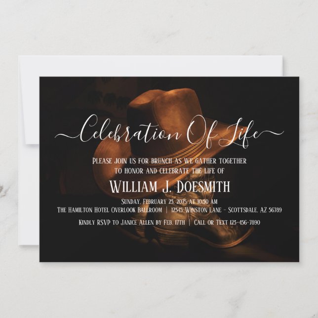 Invitation Chaussures de cow-boy rustiques Chapeau Service fu (Devant)