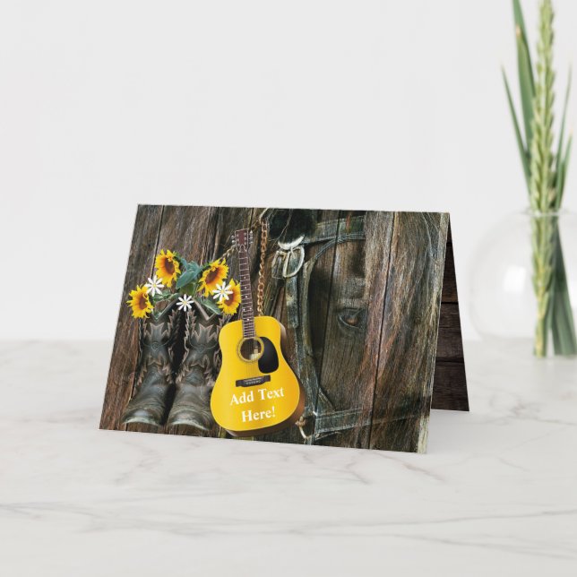Invitation Chaussures de cowboy du cheval occidental Guitare  (Devant)