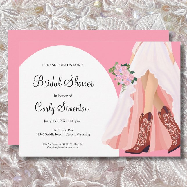 Invitation Chaussures de cowboy et robe de mariée : Baby Show (Créateur téléchargé)