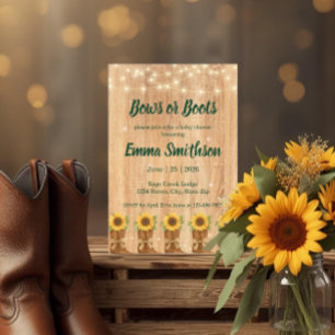 Invitation Chaussures de cowboy rustiques bébé avec tournesol
